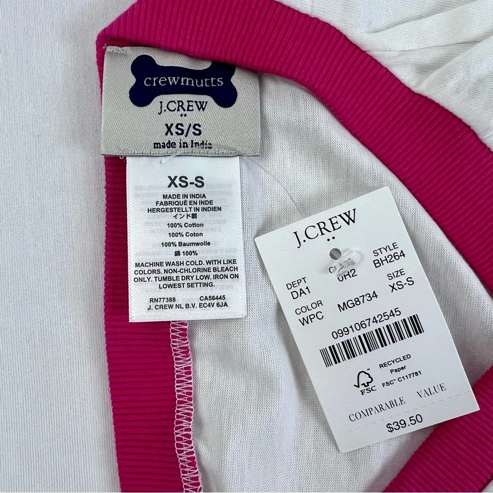 J Crew puppy Dog shirt, sleeveless Pink-White crab‎ shirt Size S NWT